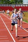 Lucy-Erin Hunter (Darlington) beats Ellie Mahon (Gateshead) in the under-15s 800 metres.